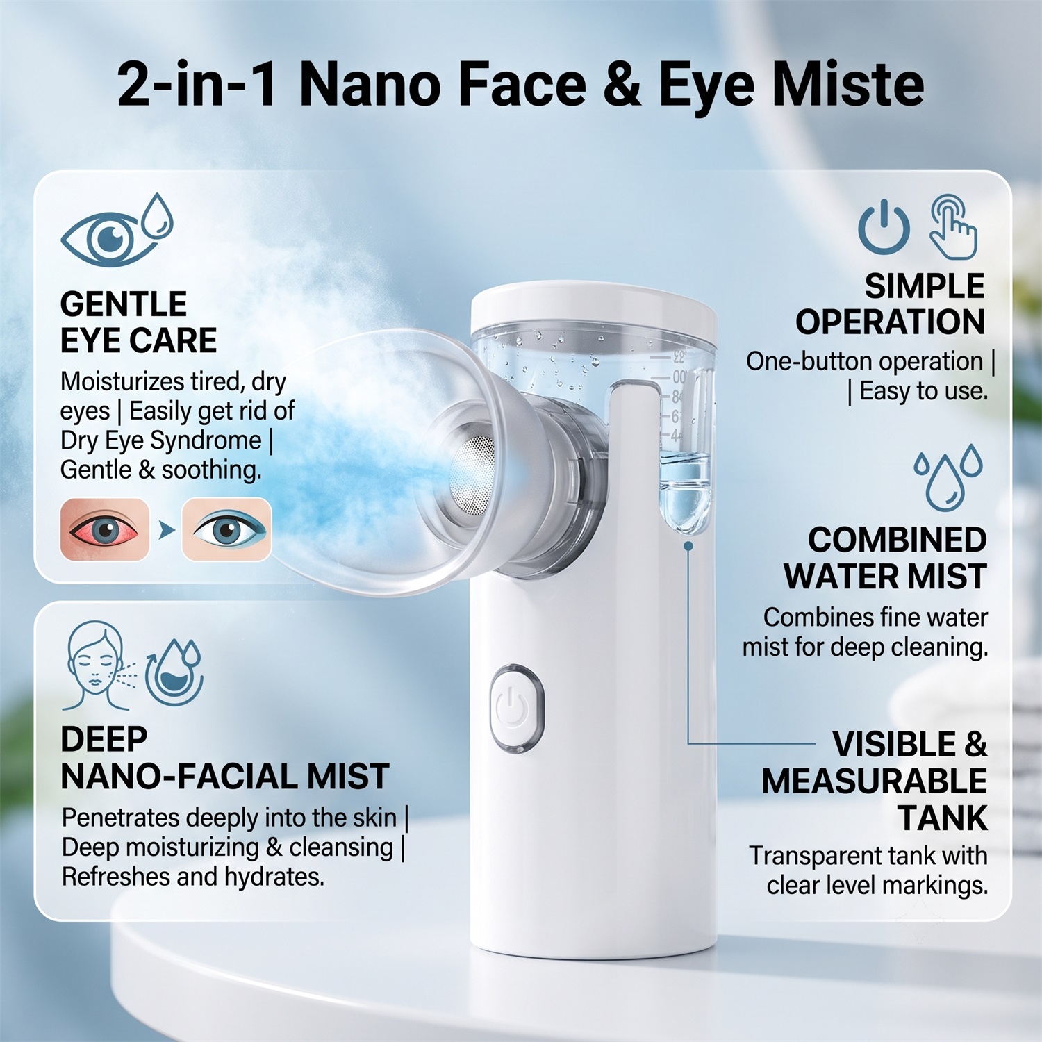 2-in-1 메쉬 페이셜 스팀기, 건조한 피부, 눈,  - Face Steamer 리뷰 및 가격