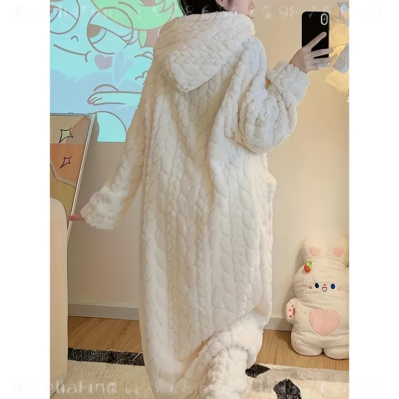 여성용 플란넬 로브 가을 겨울 산호 플리스 롱 라운지웨 - Bathrobe 리뷰 및 가격